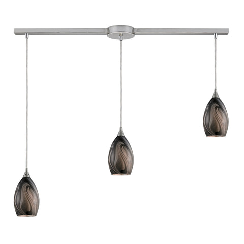 3- Light Pendant In Satin Nickel