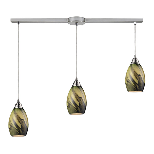 3- Light Pendant In Satin Nickel