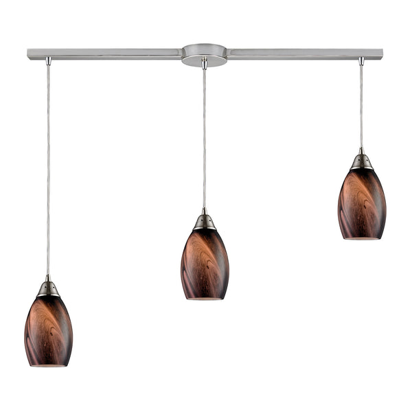 3- Light Pendant In Satin Nickel