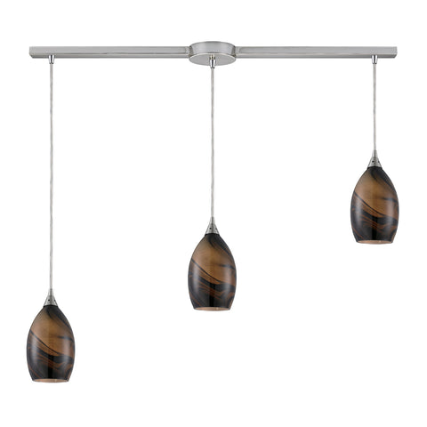 3- Light Pendant In Satin Nickel