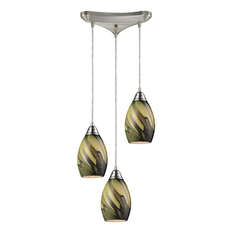 3- Light Pendant In Satin Nickel