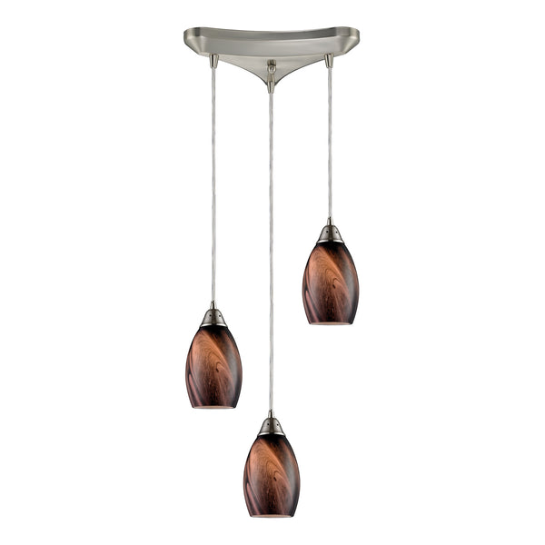 3- Light Pendant In Satin Nickel