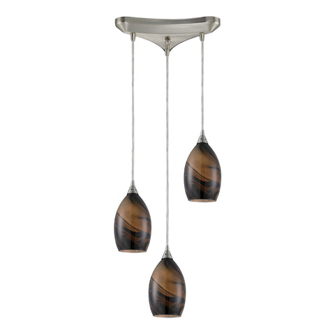 3- Light Pendant In Satin Nickel