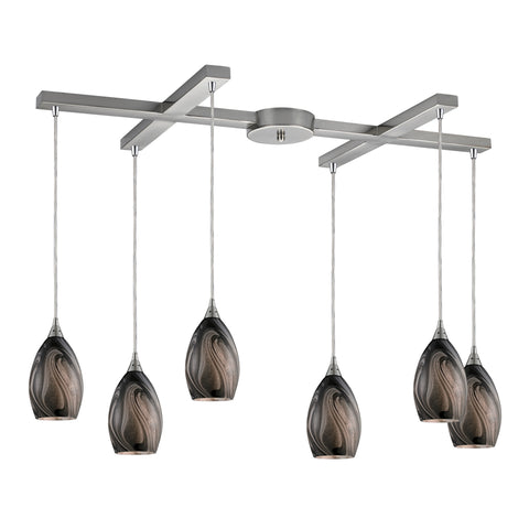 6- Light Pendant In Satin Nickel
