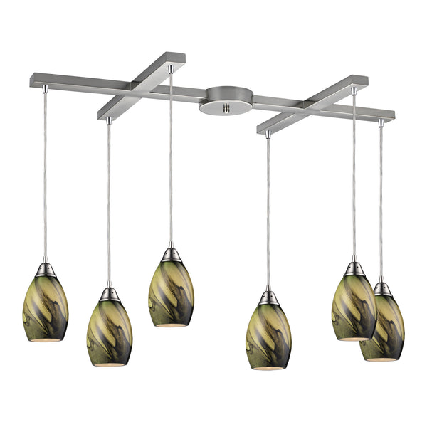 6- Light Pendant In Satin Nickel