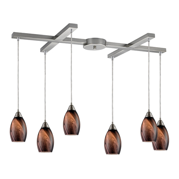 6- Light Pendant In Satin Nickel