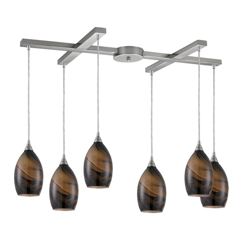 6- Light Pendant In Satin Nickel