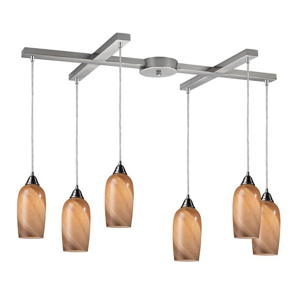 6- Light Pendant In Satin Nickel