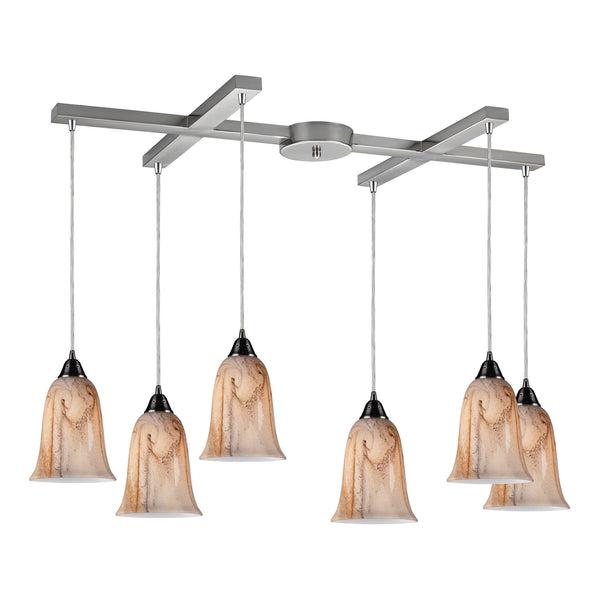 6- Light Pendant In Satin Nickel
