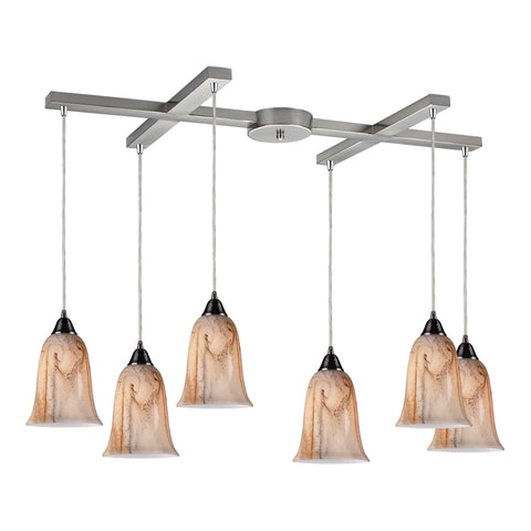 6- Light Pendant In Satin Nickel
