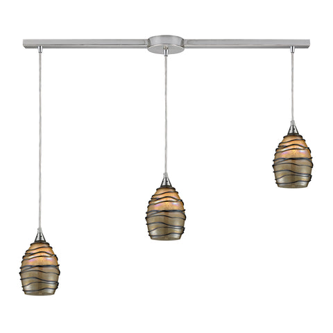 3- Light Pendant In Satin Nickel