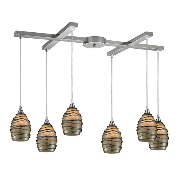 6- Light Pendant In Satin Nickel