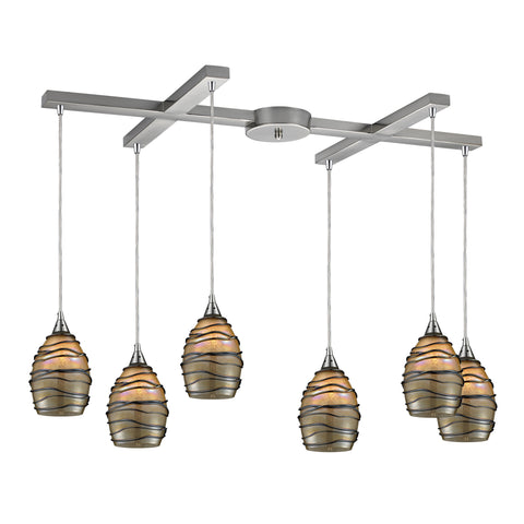 6- Light Pendant In Satin Nickel
