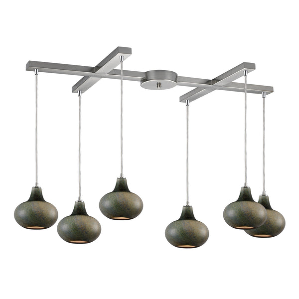 6- Light Pendant In Satin Nickel