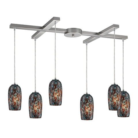 6- Light Pendant In Satin Nickel