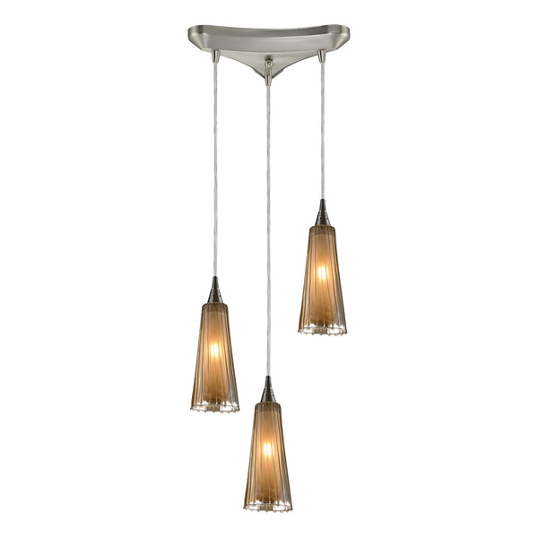 3- Light Pendant In Satin Nickel
