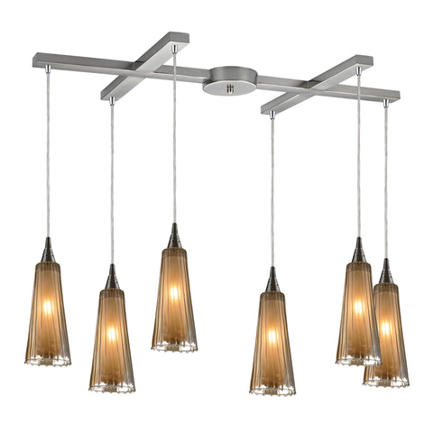6- Light Pendant In Satin Nickel