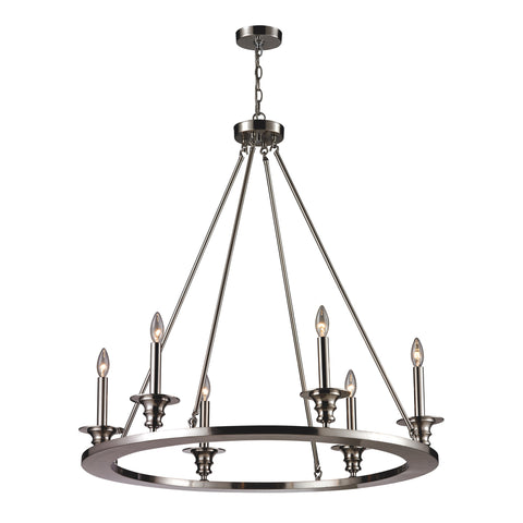 6- Light Chandelier In Satin Nickel