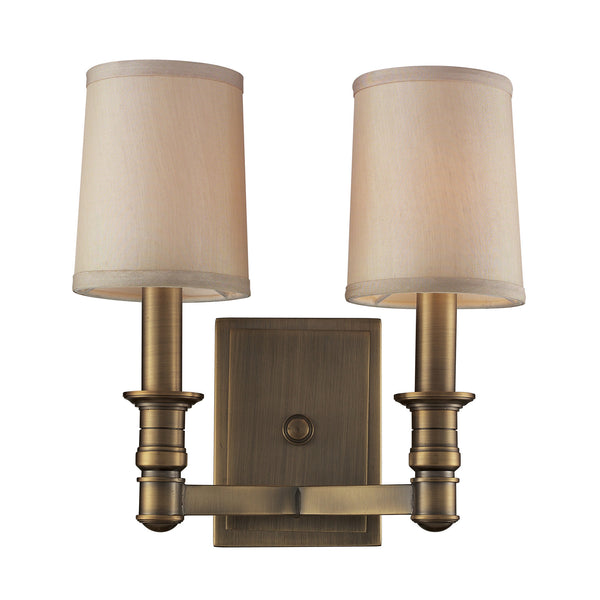 2- Light Wall Sconce In Brushed Antique Brass