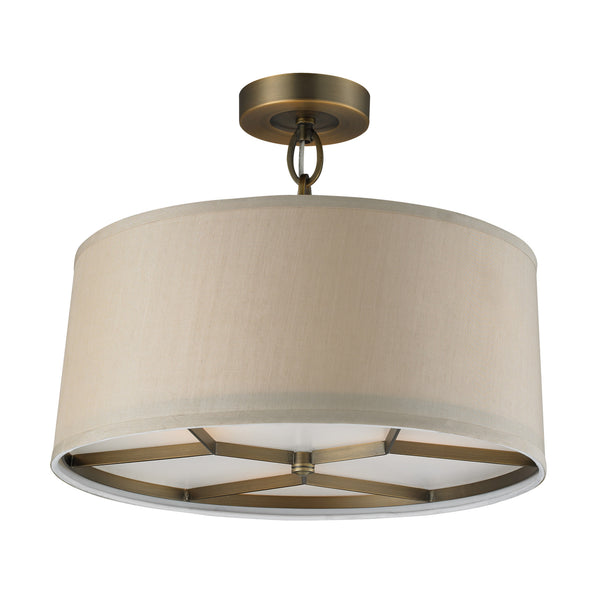 3- Light Pendant In Brushed Antique Brass