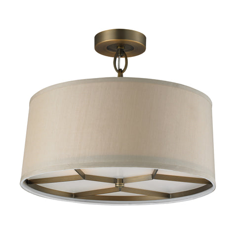 3- Light Pendant In Brushed Antique Brass