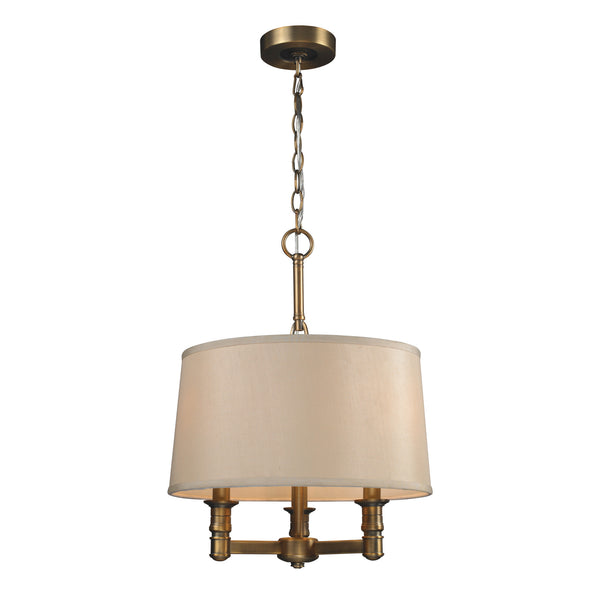 3- Light Chandelier In Brushed Antique Brass