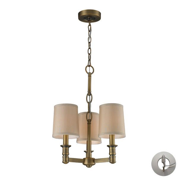 3- Light Chandelier In Brushed Antique Brass Includes An Adapter Kit To Allow For Easy Conversion Of A Recessed Light To A Chandelier