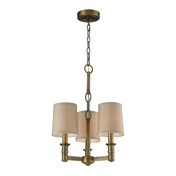 3- Light Chandelier In Brushed Antique Brass