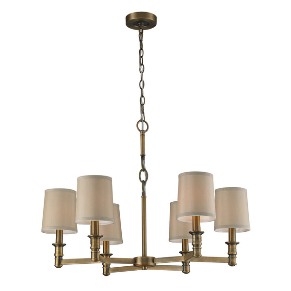 6- Light Chandelier In Brushed Antique Brass