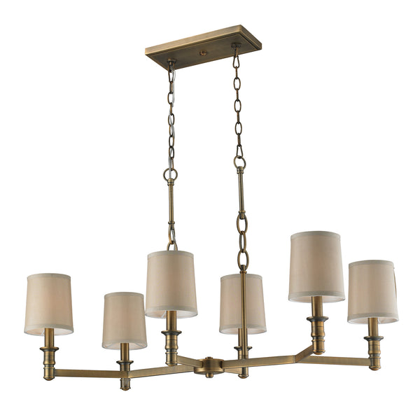 6- Light Chandelier In Brushed Antique Brass