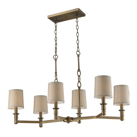 6- Light Chandelier In Brushed Antique Brass