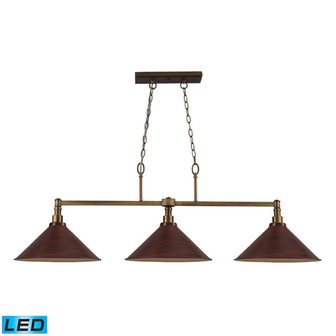 Baxter 3 Light Billiard In Dark Walnut And Brushed Antique Brass - LED, 800 Lumens (2400 Lumens Total) With Full Scale Dimming Range, 60 Watt (180 Watt Total)Equivalent , 120V Replaceable LED Bulb Included