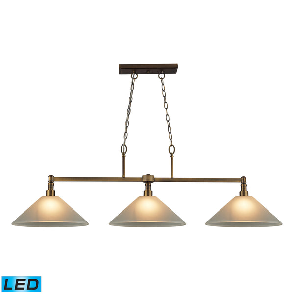 Baxter 3 Light Billiard In Brushed Antique Brass - LED, 800 Lumens (2400 Lumens Total) With Full Scale Dimming Range, 60 Watt (180 Watt Total)Equivalent , 120V Replaceable LED Bulb Included