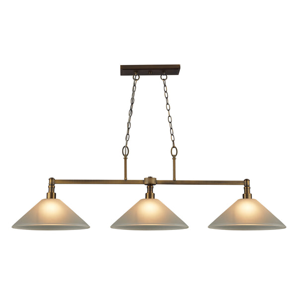 Baxter 3 Light Billiard In Brushed Antique Brass