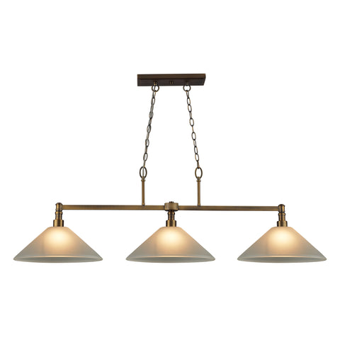 Baxter 3 Light Billiard In Brushed Antique Brass