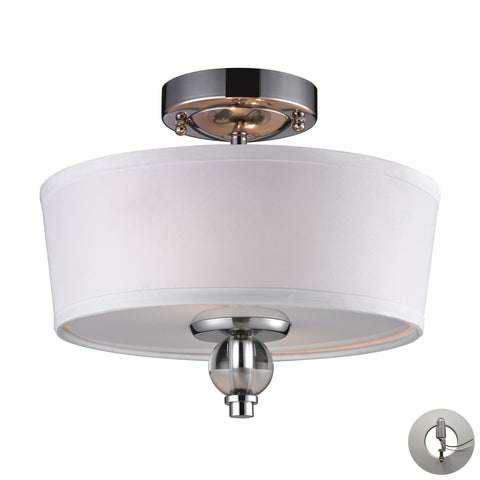 2- Light Semi-Flush In Polished Chrome Includes An Adapter Kit To Allow For Easy Conversion Of A Recessed Light To A Semi Flush