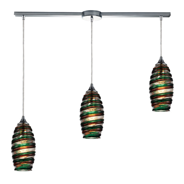Twister 3 Light Pendant In Polished Chrome