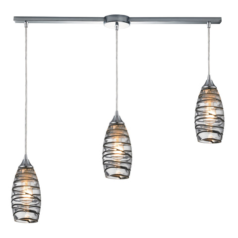 Twister 3 Light Pendant In Polished Chrome