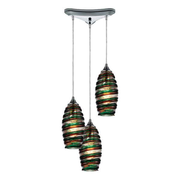 Twister 3 Light Pendant In Polished Chrome