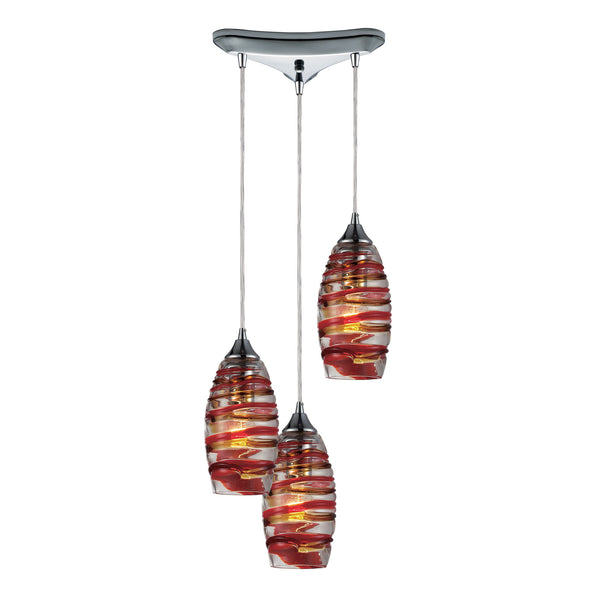 Twister 3 Light Pendant In Polished Chrome