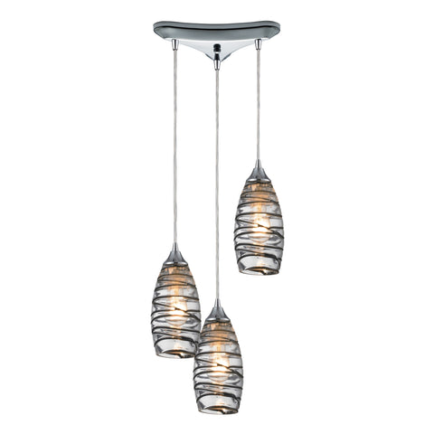 Twister 3 Light Pendant In Polished Chrome