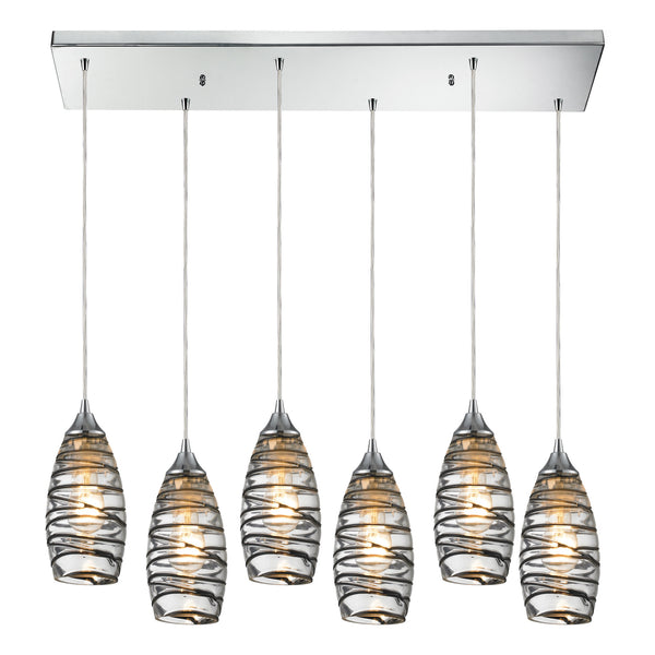 Twister 6 Light Pendant In Polished Chrome