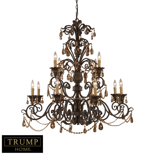 12 Light Chandelier With Amber Crystal