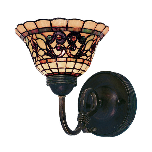 Tiffany Buckingham 1-Light Sconce In Vintage Antique With Tiffany Style Glass