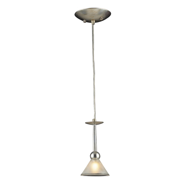 1 Light Pendant In Silver Leaf And Frosted Martini Glass