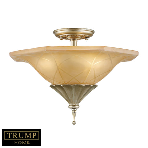 3 Light Semi Flush With Embedded Crystal