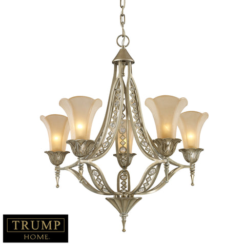 5 Light Chandelier With Crystals Embedded