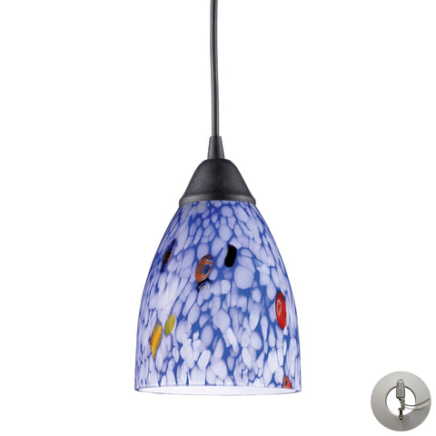 1 Light Pendant In Dark Rust And Starlight Blue Glass Includes An Adapter Kit To Allow For Easy Conversion Of A Recessed Light To A Pendant