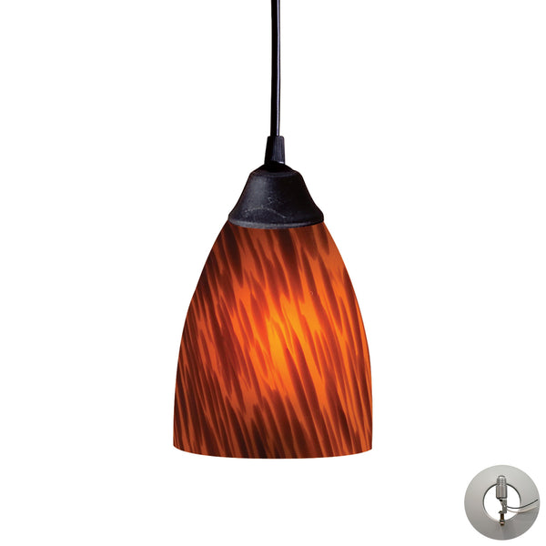 1 Light Pendant In Dark Rust And Espresso Glass Includes An Adapter Kit To Allow For Easy Conversion Of A Recessed Light To A Pendant