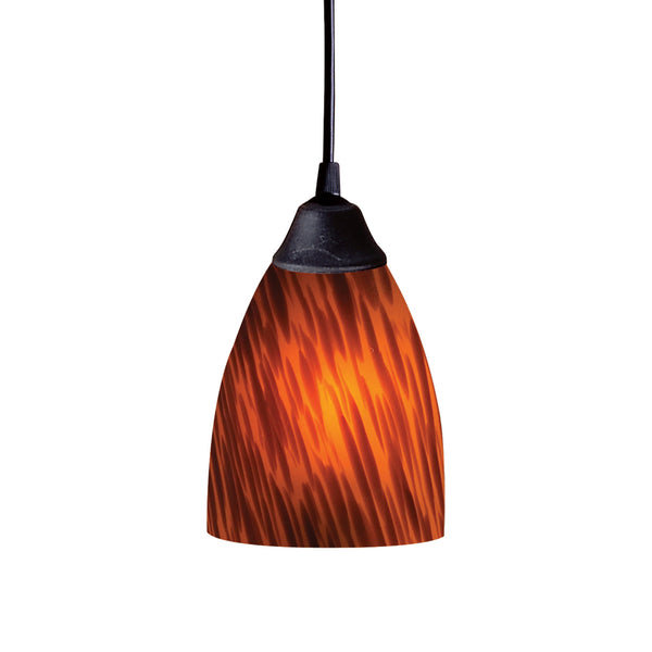 1 Light Pendant In Dark Rust And Espresso Glass
